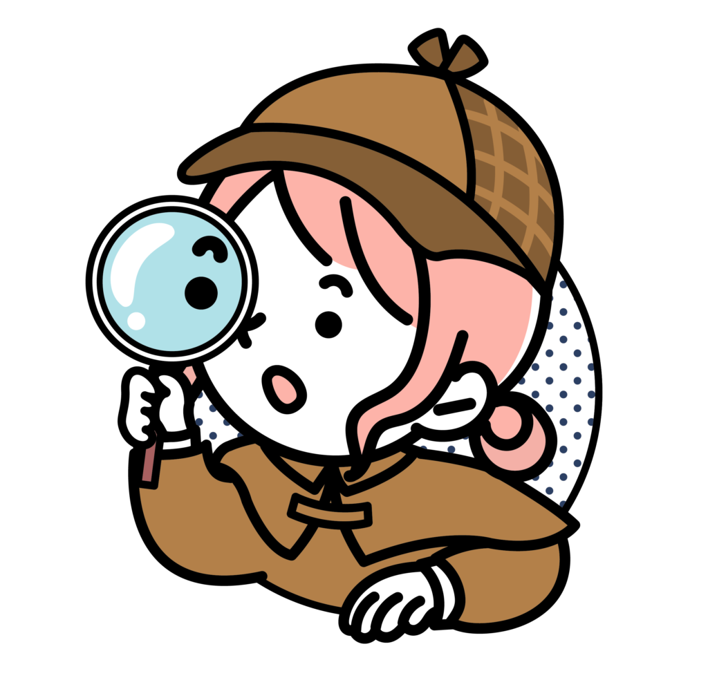 虫メガネを覗く女性探偵